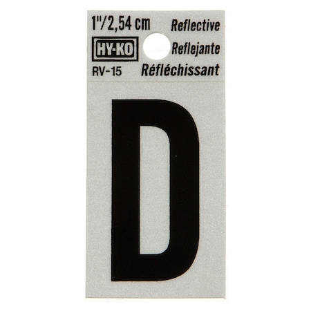 Hy-Ko 1.25In Reflective Letter D, 10PK B00377